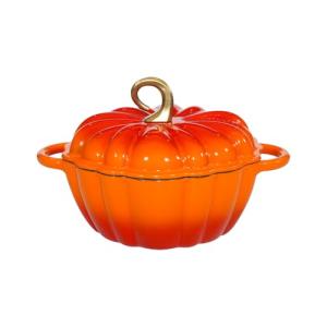 Pumpkin Dutch Oven 4.5 QT With Lid - Orange Enamel Cast Iron Cooking Pot, Shape Soup Pot - Serves 3-5 - Christmas Thanksgiving Decor Gift