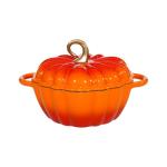 Pumpkin Dutch Oven 4.5 QT With Lid - Orange Enamel Cast Iron Cooking Pot, Shape Soup Pot - Serves 3-5 - Christmas Thanksgiving Decor Gift