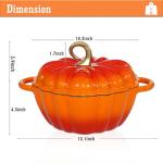 Pumpkin Dutch Oven 4.5 QT With Lid - Orange Enamel Cast Iron Cooking Pot, Shape Soup Pot - Serves 3-5 - Christmas Thanksgiving Decor Gift
