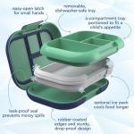 Bentgo Chill Kids Leak-Proof Lunch Box - 4-Compartment Bento Box with Built-In Ice Pack, 3.3 Cup Capacity, PFAS & BPA-Free, Microwave & Dishwasher Safe, Ideal Size for Ages 3 to 7 (Green/Navy)
