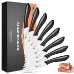 MAD SHARK Premium Steak Knife Set of 8, 4.5-inch Serrated Knives, High Carbon German Stainless Steel, Triple Rivet Construction, Perfectly Packaged in a Gift Box (Steak Knives Set of 8)