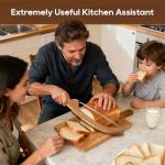 Mooues Sourdough Bread Knife, 15.7" Acacia Wood Double Serrated Bread Slicer, Ergonomic Handler, Premium Stainless Steel Bread Bow Knife for Homemade Bread, Bagels, and Baguettes