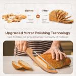 Mooues Sourdough Bread Knife, 15.7" Acacia Wood Double Serrated Bread Slicer, Ergonomic Handler, Premium Stainless Steel Bread Bow Knife for Homemade Bread, Bagels, and Baguettes