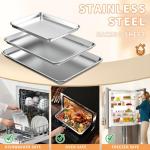 Baking Sheet Set of 3, Stainless Steel Cookie Sheets Baking Sheet Pan, 10.5/12.4/16 Inch, Thicker and Firmer Baking Pans Set, Non-stick, Non toxic & Heavy Duty & Easy Clean，Dishwasher Safe