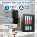 Erivess Compact Freestanding Beverage Refrigerator,24 Can/0.9 Cubic Feet Mini Fridge with Reversible Glass Front Door for Soda, Beer or Wine, Under Counter Small Refrigerator with Adjustable Shelves