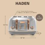 Haden Heritage 4 Slice Wide Slot Stainless Steel Toaster with Adjustable Browning Control & Non-Slip Feet, Steel & Copper