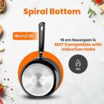 KICHLY 8 Pieces Pots and Pans Set, Non Stick Kitchen Cookware Set, Induction Frying Pans 20cm, 28cm, Saucepan with Lids 20cm, 18cm, Non Induction Saucepan 16cm, Pots and Pans Set Nonstick, Black