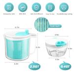 Salad Spinner with Chopper Set，2.5Qt Lettuce Spinner with Built-in Colander and Measuring Cup Bowl，Small Plastic Fruit Cleaner Pasta Dryer Herb Cleaner，Single Serve Quick Veggie Prepping Set