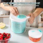 Salad Spinner with Chopper Set，2.5Qt Lettuce Spinner with Built-in Colander and Measuring Cup Bowl，Small Plastic Fruit Cleaner Pasta Dryer Herb Cleaner，Single Serve Quick Veggie Prepping Set