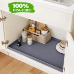 FLATO Waterproof Under Sink Mat 34" x 22" Shelf Liner for Kitchen and Bathroom, Cabinet Protector, Organizers and Storage, Flexible Silicone Drip Tray