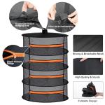 Desy & Feeci Herb Drying Rack-2ft Diameter 4 Layer Folding Mesh Hanging Basket Dryer Net with Zippers for Seeds Flowers Buds Plants Garden Outdoor Bumper Harvest(D24xH31 inch)