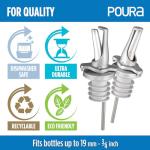 3-in-1 Liquor Pour spout with Built-in Fruit Fly Protection - BPA Free & Dishwasher Safe Hygienic Alcohol Speed Spouts - Also for Olive Oil, Juice, Syrup. Silver 2 Pack