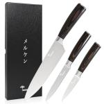 Kitchen Knife Set - 3 Pieces | Chef Knife Set | 8" Chef Knife, 5" Utility, 3.5" Paring | High Carbon Stainless Steel, Ultra Sharp Blades, Ergonomic Pakkawood Handles | Japanese Style Kitchen Knife