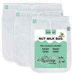 Bellamei Nut Milk Bag Reusable 3 Pack Food Strainer Nut Bags for Straining Almond/Soy Milk Greek Yogurt Professional for Cold Brew Coffee Tea Beer Celery Juice Fine Nylon Mesh(8"x12"/10"x12"/13"x13")
