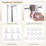 Churro Maker Machine Set, Cookie Maker with 6 Interchangeable Nozzles & 13 Cookie Discs, Homemade Churros Making Kit, Easy Cleaning for Cookies and Cream Decorating