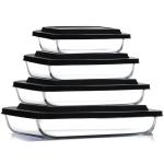 Nestl 8pc Glass Baking Dishes for Oven, Glass Food Storage Containers with Lids, Leakproof Casserole Dishes for Oven with Lid, Cooking, Microwave Oven Freezer Safe Bakeware, 9x13 Lasagna Pan Black