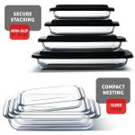 Nestl 8pc Glass Baking Dishes for Oven, Glass Food Storage Containers with Lids, Leakproof Casserole Dishes for Oven with Lid, Cooking, Microwave Oven Freezer Safe Bakeware, 9x13 Lasagna Pan Black