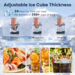 Commercial Ice Maker Machine 140LBS/24H, Dual Water Inlet Options, Freestanding Under Counter Ice Maker Smart LCD, Self-Cleaning, Quiet for Home, Bar, Restaurant, Support 5-Gallon Bottle Water