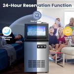 Commercial Ice Maker Machine 140LBS/24H, Dual Water Inlet Options, Freestanding Under Counter Ice Maker Smart LCD, Self-Cleaning, Quiet for Home, Bar, Restaurant, Support 5-Gallon Bottle Water