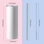MURRICON Sublimation Tumblers 20 oz Skinny Straight,Stainless Steel Sublimation Blanks Skinny Tumbler,Double Wall Vacuum Insulated Tumblers,with lid and straw,12 Pack