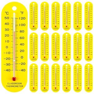 Kanayu 24 Pcs Classroom Thermometer Dual Scale Boiling Point Student Science Thermometer for Indoor Labs Rooms Use Classroom Teaching Tools School Supplies, Yellow
