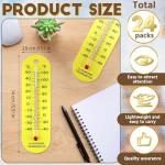 Kanayu 24 Pcs Classroom Thermometer Dual Scale Boiling Point Student Science Thermometer for Indoor Labs Rooms Use Classroom Teaching Tools School Supplies, Yellow