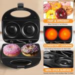 Ht Viik Donut Maker，Mini donut machine，Mini Donut Maker Machine Doughnut Maker,2 Extra Large 4-inch Donuts,Non-stick,anti-scalding,Easy To Use and Clean,Perfect for Making Donuts with The Family.