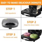Ht Viik Donut Maker，Mini donut machine，Mini Donut Maker Machine Doughnut Maker,2 Extra Large 4-inch Donuts,Non-stick,anti-scalding,Easy To Use and Clean,Perfect for Making Donuts with The Family.