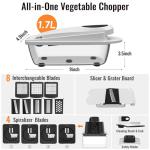 12 Blade All-in-1 Vegetable Chopper Mandoline Slicer with Container, Spiralizer with Contianers, Food Chopper, Onion Chopper, Veggie Cutter for Salad, Kitchen Gadgets Accessories Essentials, White