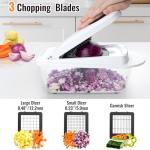 12 Blade All-in-1 Vegetable Chopper Mandoline Slicer with Container, Spiralizer with Contianers, Food Chopper, Onion Chopper, Veggie Cutter for Salad, Kitchen Gadgets Accessories Essentials, White