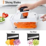 12 Blade All-in-1 Vegetable Chopper Mandoline Slicer with Container, Spiralizer with Contianers, Food Chopper, Onion Chopper, Veggie Cutter for Salad, Kitchen Gadgets Accessories Essentials, White