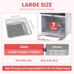 Fendia Food Dehydrator for Jerky, 7 Stainless Steel Large Trays, 600W Fruit Dehydrator, 24H Timer and 194°F Temperature Control, Overheat Protection, Food Dryer for Jerky, Herbs, Fruit, Dog Treats
