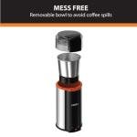 KRUPS: 3oz Coffee Grinder, Ultimate Silent Vortex Plastic and Stainless Steel Grinder with Removable Bowl Mess-Free, 8 Times Quieter, 2 Speeds 240 Watts,Dry Herbs,Dishwasher Safe,12 cups ground Silver