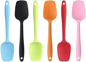Silicone Spatulas - 8.2 inch Small Rubber Spoon Spatula Heat Resistant Seamless One Piece Design Non-Stick Spoonula Flexible Scrapers Baking Mixing Tool (6 PCS)