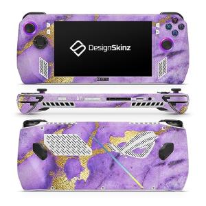 DesignSkinz - Compatible with Rog Ally - PC Skin Decal Protective Scratch Resistant Vinyl Wrap Gaming Cover - Purple Marble & Digital Gold Foil V1
