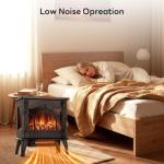 ZAFRO Freestanding Electric Fireplace Stove with Realistic Flame, 5100 BTU Electric Fireplace Heater with Retro Design, 1000W/1500W, Dual Safety Protection for Living Room, Bedroom