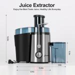 Panana Centrifugal Juicer Extractor with Wide Mouth 2.5” Feed Chute for Fruit Vegetable, Easy to Clean, Stainless Steel, BPA-free (Silver)