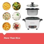 BLACK+DECKER 3-Cup Rice Cooker, RC503, 1.5-cup Uncooked Rice, Steaming Basket, Removable Non-Stick Bowl, One Touch, White
