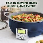 GreenPan Elite Essential Smart Electric 6QT Skillet Pot, Presets to Sear Saute Stir-Fry and Cook Rice, Healthy Ceramic Nonstick and Dishwasher Safe Parts, Easy-to-use LED Display, Oxford Blue