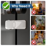 2 Pack Cabinet Locks Baby Proofing, QYESWHSR Fridge Locks for Kids with 3M Adhesive Pad, Child Proof Cabinet Locks French Door Refrigerator Freezer Lock RV Refrigerator, Oven Lock Easy Use (White)