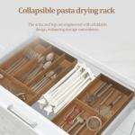 Ourokhome Collapsible Pasta Drying Rack, Plastic Foldable Homemade Fresh Spaghetti Stand Dryer Noodle Hanger for Kitchen with 10 Arms, Stable, Easy Storage, Quickly Set Up (White)