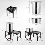ROVSUN 30QT Turkey Fryer & 10QT Fish Fryer with 55000BTU Propane Burner, Outdoor Deep Fryer & Seafood Crawfish Boiler Steamer Pot with Thermometer, Marinade Injector, Turkey Rack & Rack Lifter