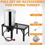 ROVSUN 30QT Turkey Fryer & 10QT Fish Fryer with 55000BTU Propane Burner, Outdoor Deep Fryer & Seafood Crawfish Boiler Steamer Pot with Thermometer, Marinade Injector, Turkey Rack & Rack Lifter