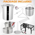 ROVSUN 30QT Turkey Fryer & 10QT Fish Fryer with 55000BTU Propane Burner, Outdoor Deep Fryer & Seafood Crawfish Boiler Steamer Pot with Thermometer, Marinade Injector, Turkey Rack & Rack Lifter