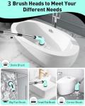 Electric Spin Scrubber for Cleaning Bathroom, Shower Scrubber Cordless Cleaning Brush with IPX7 Waterproof & 2 Speed, 3 Brush Heads, Bathroom Cleaning Supplies for Toilet Shower Tub Mint Green