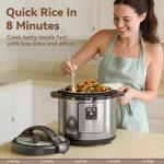 12-in-1 Electric Pressure Cooker 8 Quart, 1200W olla de presion Multi-Cooker with Non-Stick Ceramic Pot, Slow Rice Cooker, Saute, Steamer, Yogurt & Food Warmer, Delay Timer, Silver