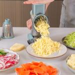 KalraMay Cheese Grater,Rotary Cheese Grater with Handle, Multifunctional Rotary Cheese Shredder Effortlessly Grates Cheese, Vegetables, and Fruits (Blue)
