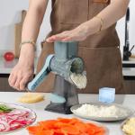 KalraMay Cheese Grater,Rotary Cheese Grater with Handle, Multifunctional Rotary Cheese Shredder Effortlessly Grates Cheese, Vegetables, and Fruits (Blue)