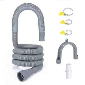 PinkCross Universal Washing Machine Drain Hose Extension, Flexible Washer & Dishwasher Hose, Portable Sink & Dehumidifier Pipe, Corrugated Plastic Hose with Clamp (3.2FT)