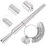 Ring Sizer Measuring Tool Kit, Ring Mandrel Measurer, 27 PCS Premium Steel Measuring Ring Tool, US Ring Size 0-13, 2 PCS Reusable Finger Size 1-17 USA Rings Size with Magnified Glass